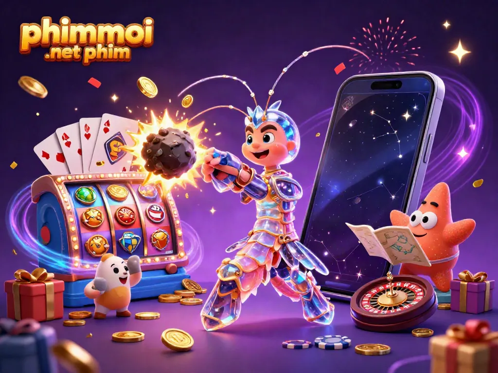 Engage with phimmoi .net phim as a galactic samurai mantis shrimp battles for fortune amidst a sea of exploding coins and vibrant slot reels.