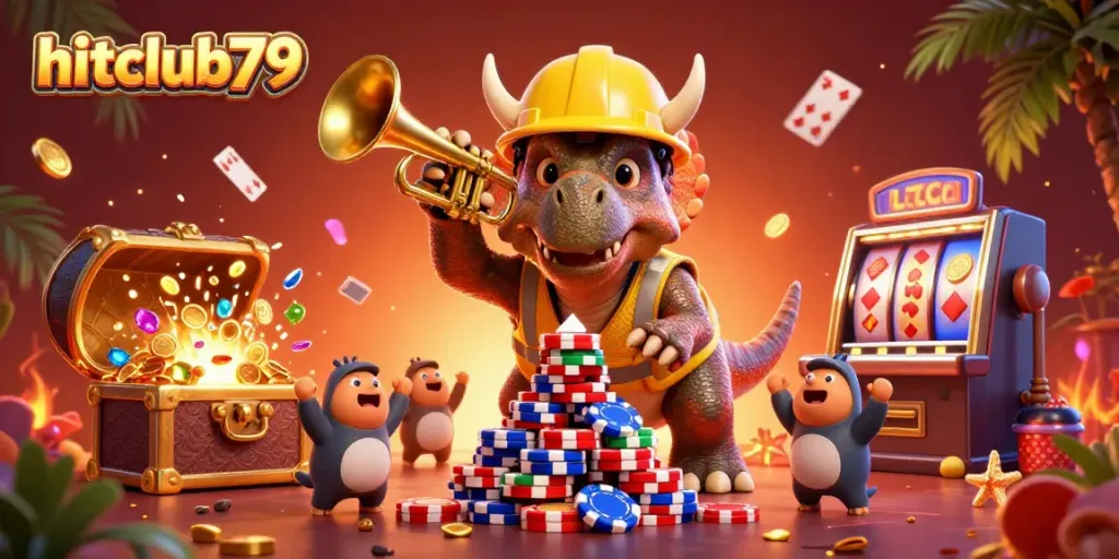 Engage with hitclub79's vibrant casino scene featuring playful characters and exciting gaming elements.