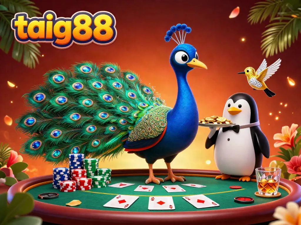 Engage with exciting gameplay at tai go88, illustrated in a vibrant casino scene with poker elements.