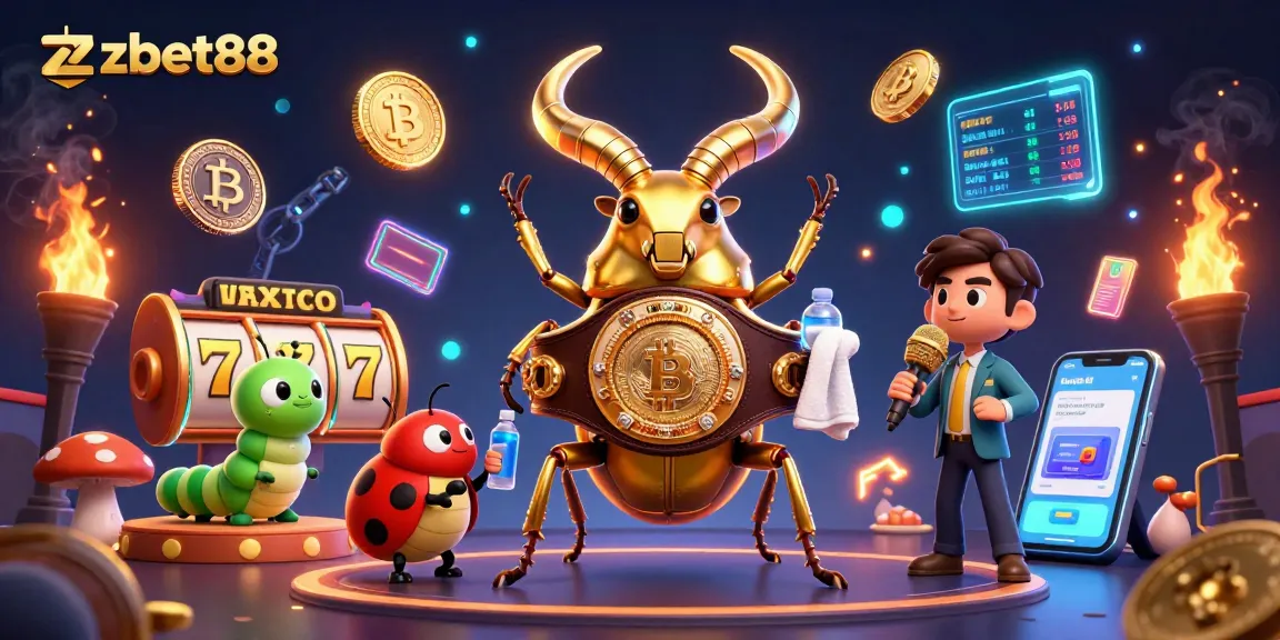 Join zbet88 in an exciting casino showdown with vibrant slot machines and dazzling crypto coins!