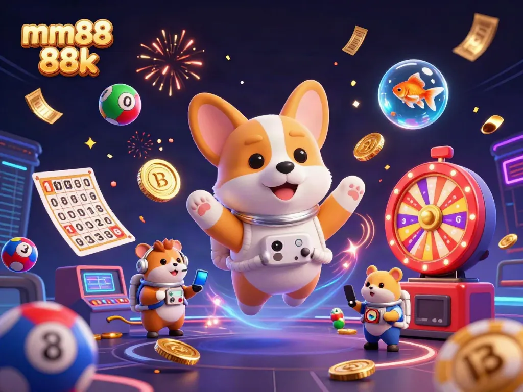 Experience excitement with mm88 88k as a corgi astronaut and friends enjoy a casino adventure in space.